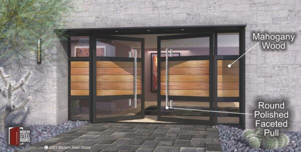 MAHOGANY FRONT DOOR HORIZON DOOR DESIGN WITH GLASS SIDELIGHTS