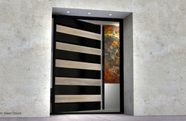 Black Aluminum Pivot Door Modern Steel Doors