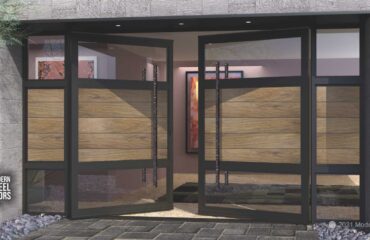 WOOD AND METAL FRONT DOOR.