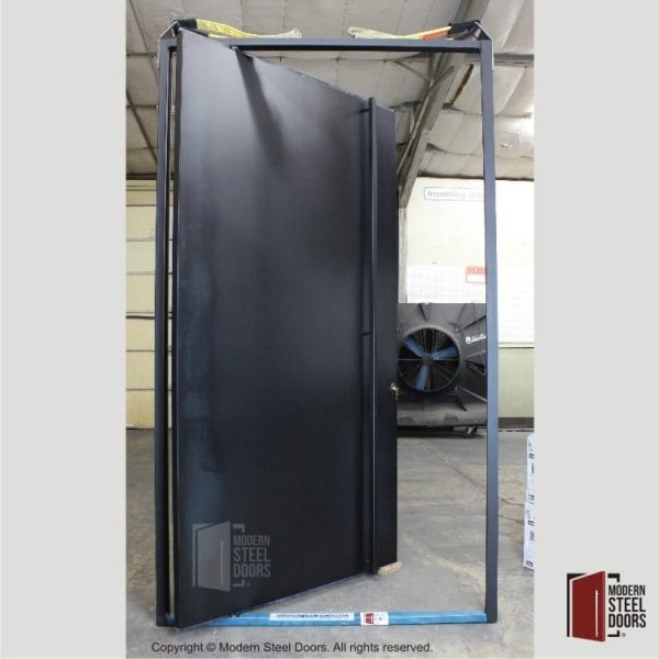 Blackened Raw Steel Pivot Door