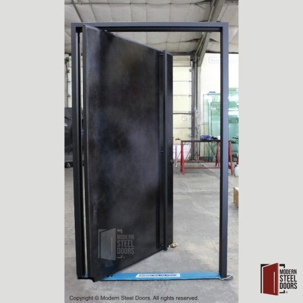 Blackened Stainless Steel Pivot Door