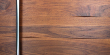 walnut genuine wood with round stainless steel door pulls