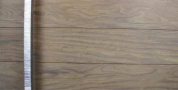 washed teak hardwood front door with polished square door handles
